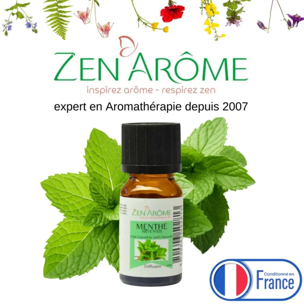Huile essentielle menthe, arvensis 10-ml 100 % naturelle Huiles essentielles Zen' Arôme Aromathérapie Les Ateliers Voluptueux Orléans Loiret France