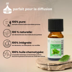Huile essentielle menthe, arvensis 10-ml 100 % naturelle Huiles essentielles Zen' Arôme Aromathérapie Les Ateliers Voluptueux Orléans Loiret France