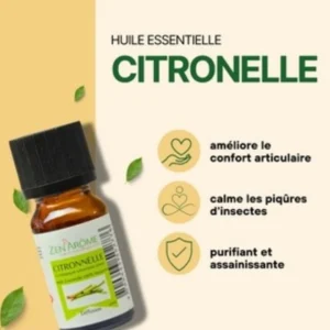 Huile essentielle citronnelle 10-ml 100 % naturelle Huiles essentielles Zen' Arôme Aromathérapie Les Ateliers Voluptueux Orléans Loiret France
